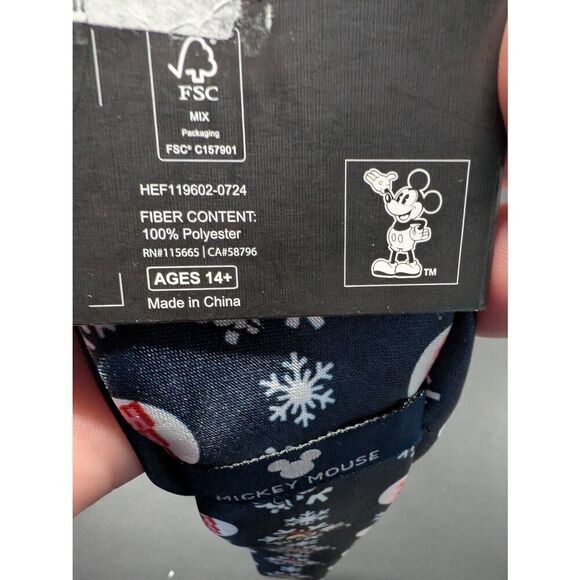 Disney Mickey Mouse Men's Polyester Tie Blue Christmas Ho Ho Ho! - Picture 3 of 3
